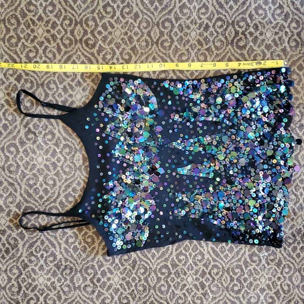Black Irriescent Sequin Mesh Top Costume